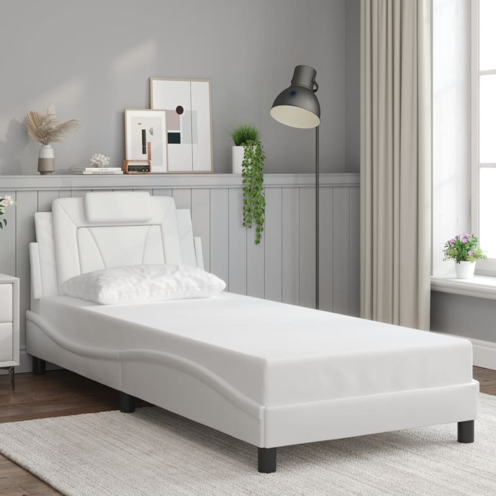 Estrutura de cama viana com LED sem colchão 80x200cm branco