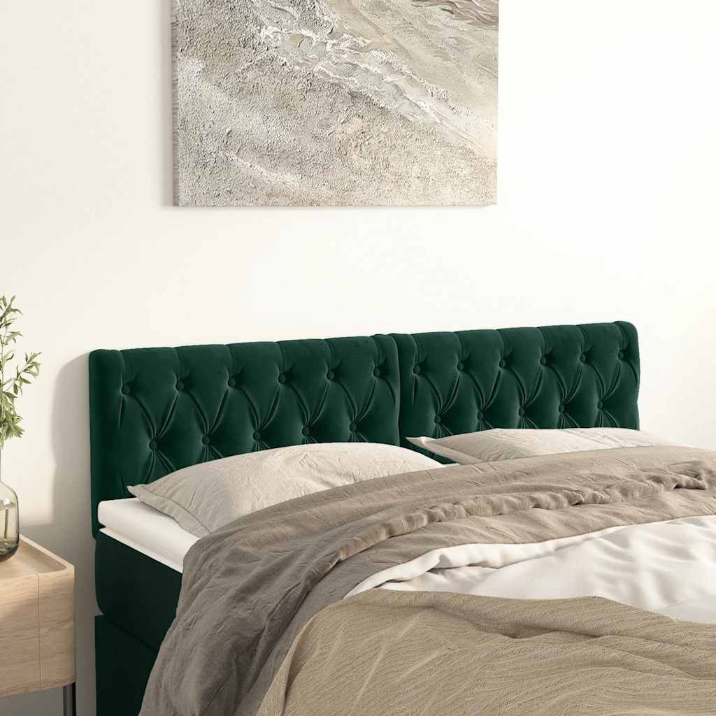 Cabeceiras verde-escuro 144x7x78/88 cm veludo