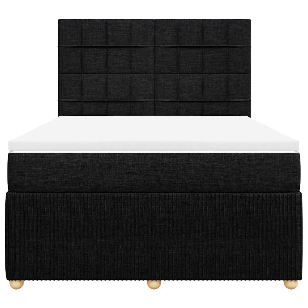 Cama com molas/colchão 140x190 cm tecido preto