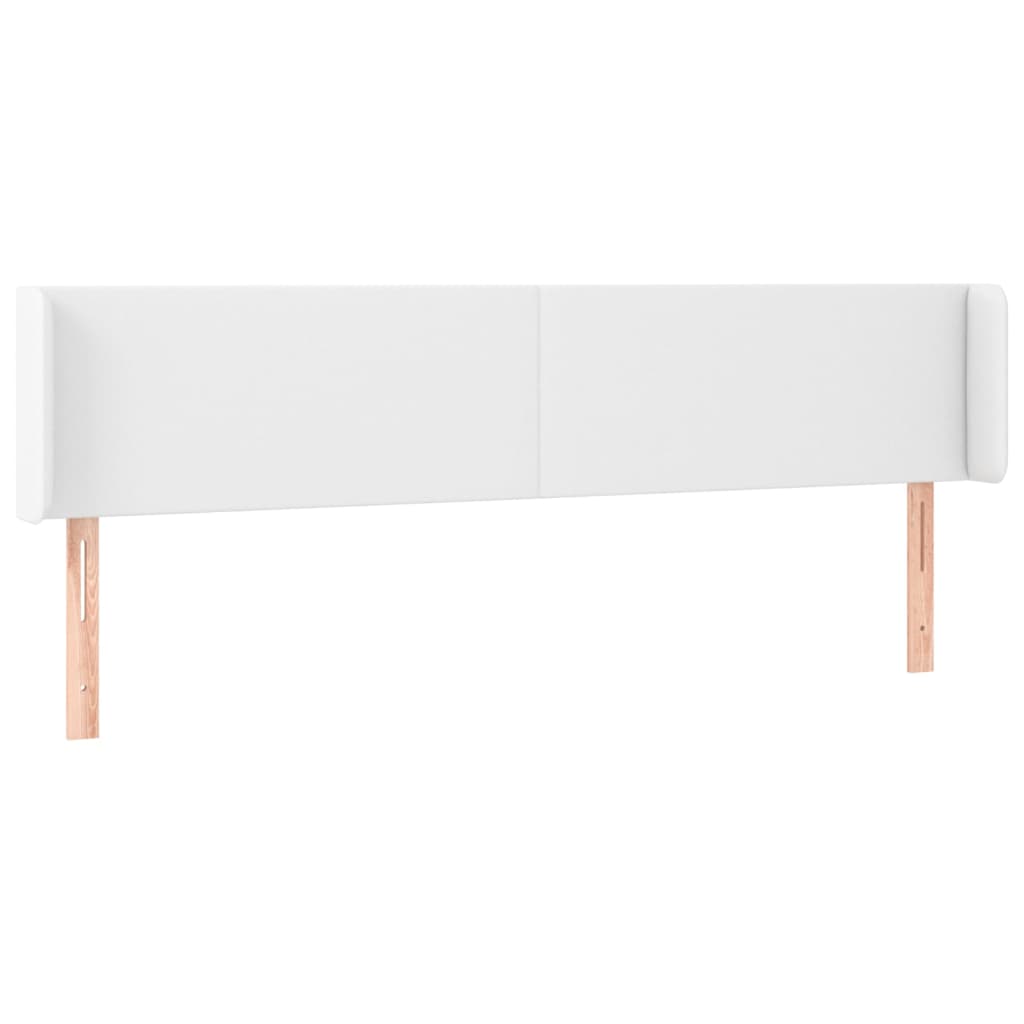 Cabeceira de cama c/ LED couro artificial 203x16x78/88cm branco