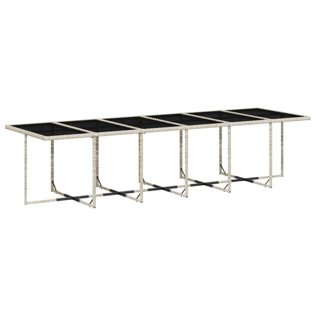 13 Pcs conj. jantar jardim c/ almofadões vime PE cinzento-claro
