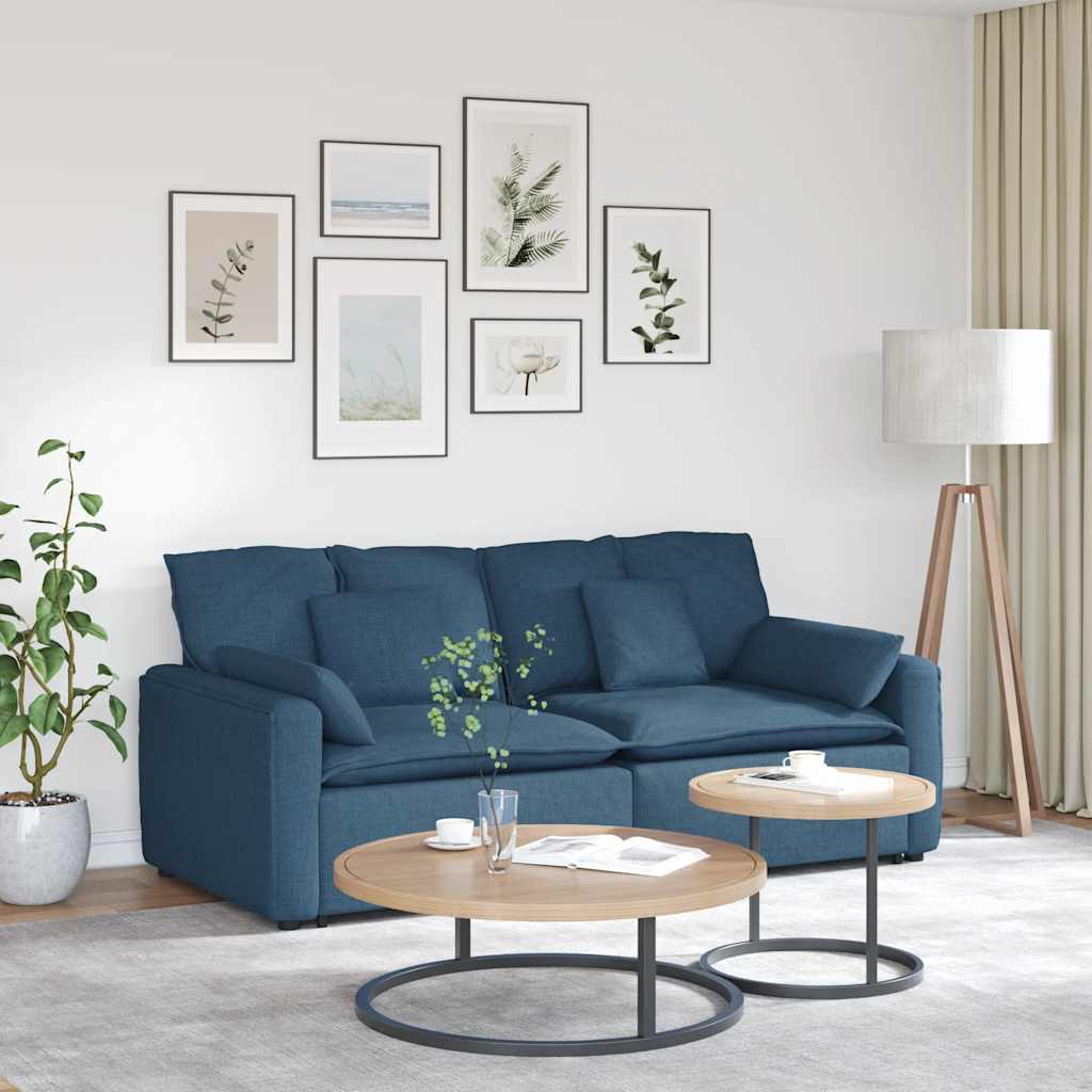 Sofá modular com almofadas azul