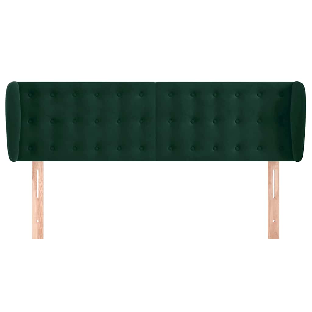 Cabeceira de cama c/ abas veludo 147x23x78/88cm verde-escuro