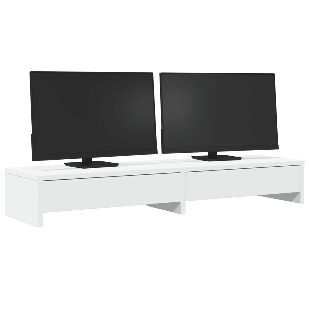 Suporte para monitor com gavetas, branco, 100x27x15 cm, madeira projetada