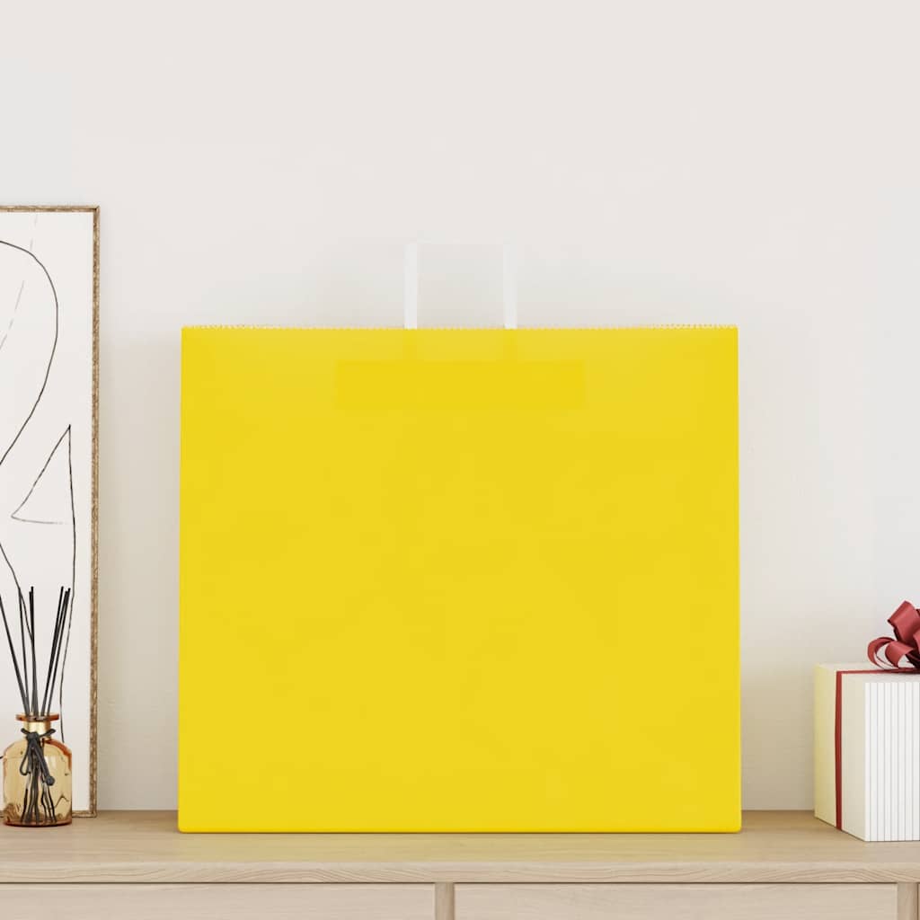 Sacos de papel 250 unid com alças amarelo 54x15x49 cm