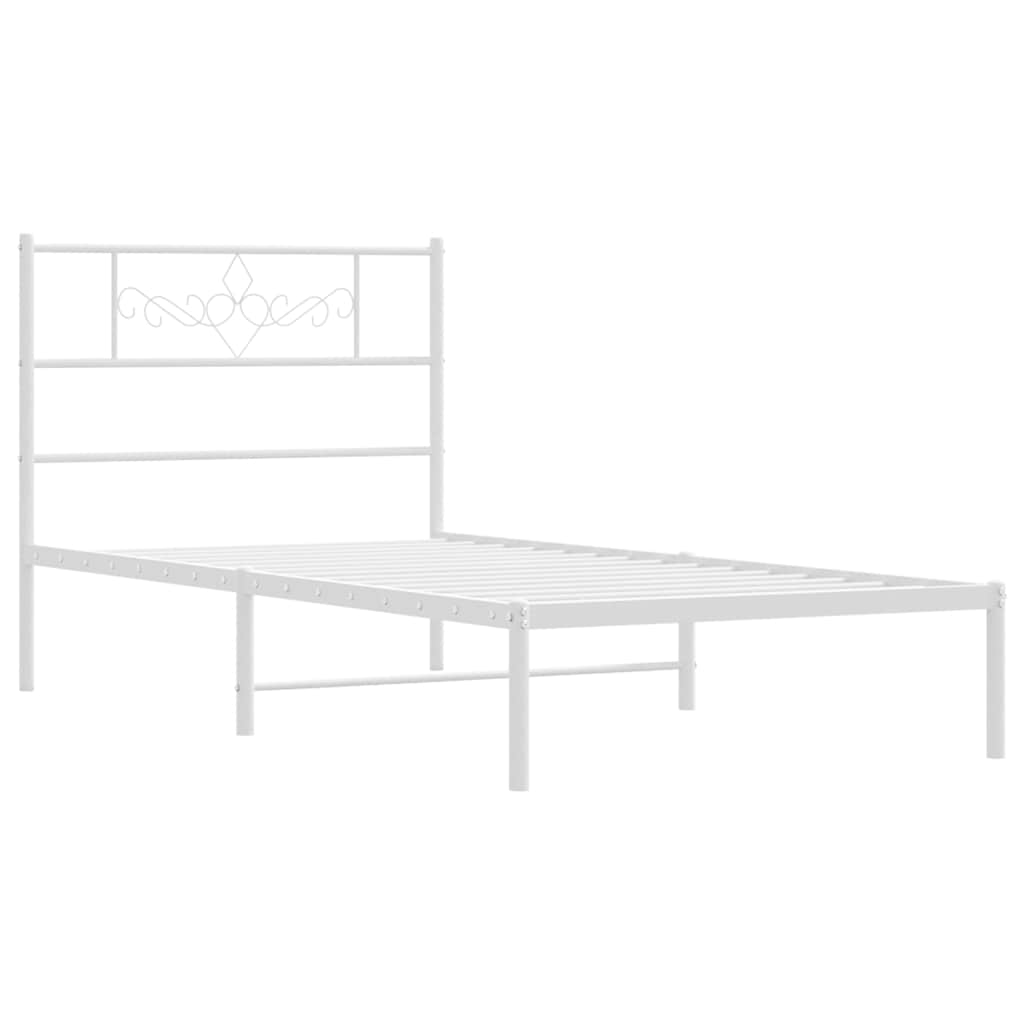 Estrutura de cama com cabeceira 100x200 cm metal branco