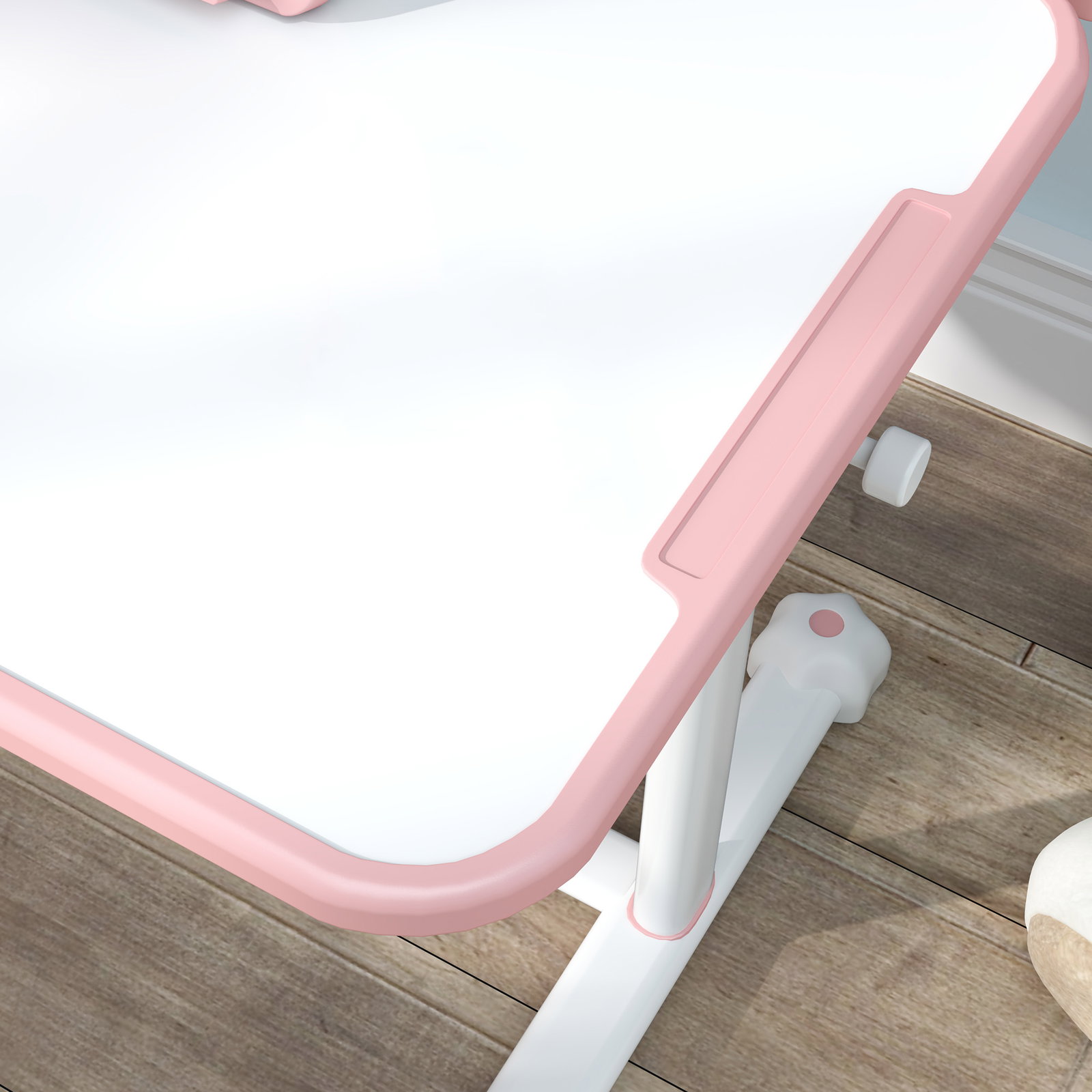 Conjunto de secretária e cadeira para crianças secretária infantil altura ajustável 80x55x107,5 cm rosa