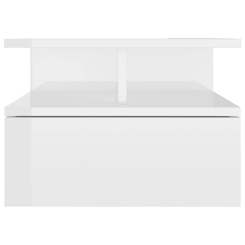Mesa de cabeceira suspensa 2 pcs 40x31x27 cm branco brilhante