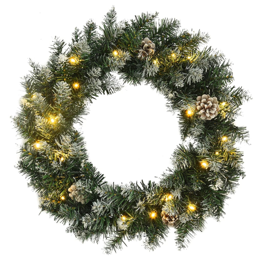 Grinalda de natal com luzes LED 60 cm PVC verde