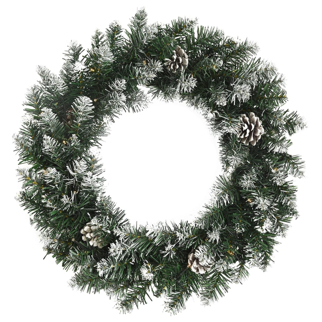 Grinalda de natal com luzes LED 60 cm PVC verde