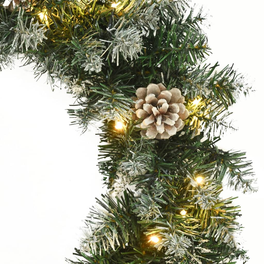 Grinalda de natal com luzes LED 60 cm PVC verde