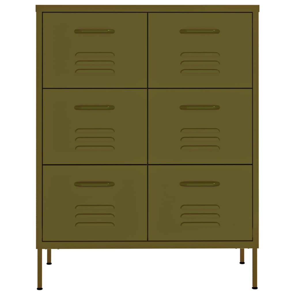 Armário com gavetas aço 80x35x101,5 cm verde-azeitona