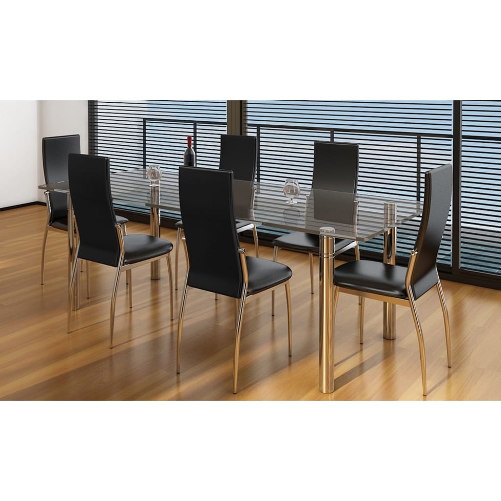 Cadeiras de jantar 6 pcs couro artificial preto