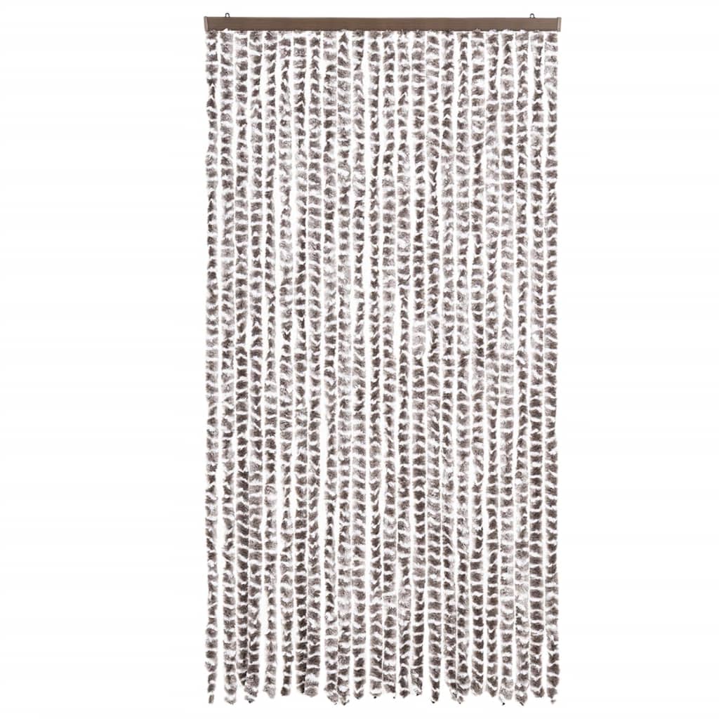 Cortina anti-insetos 100x200cm chenille cinza-acastanh./branco