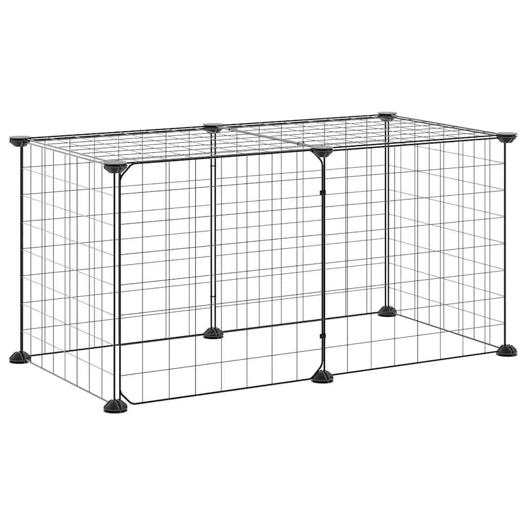 Gaiola p/ animais de 8 painéis c/ porta 35x35 cm aço preto
