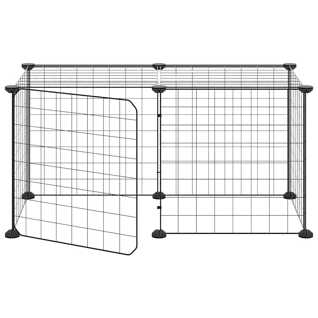 Gaiola p/ animais de 8 painéis c/ porta 35x35 cm aço preto