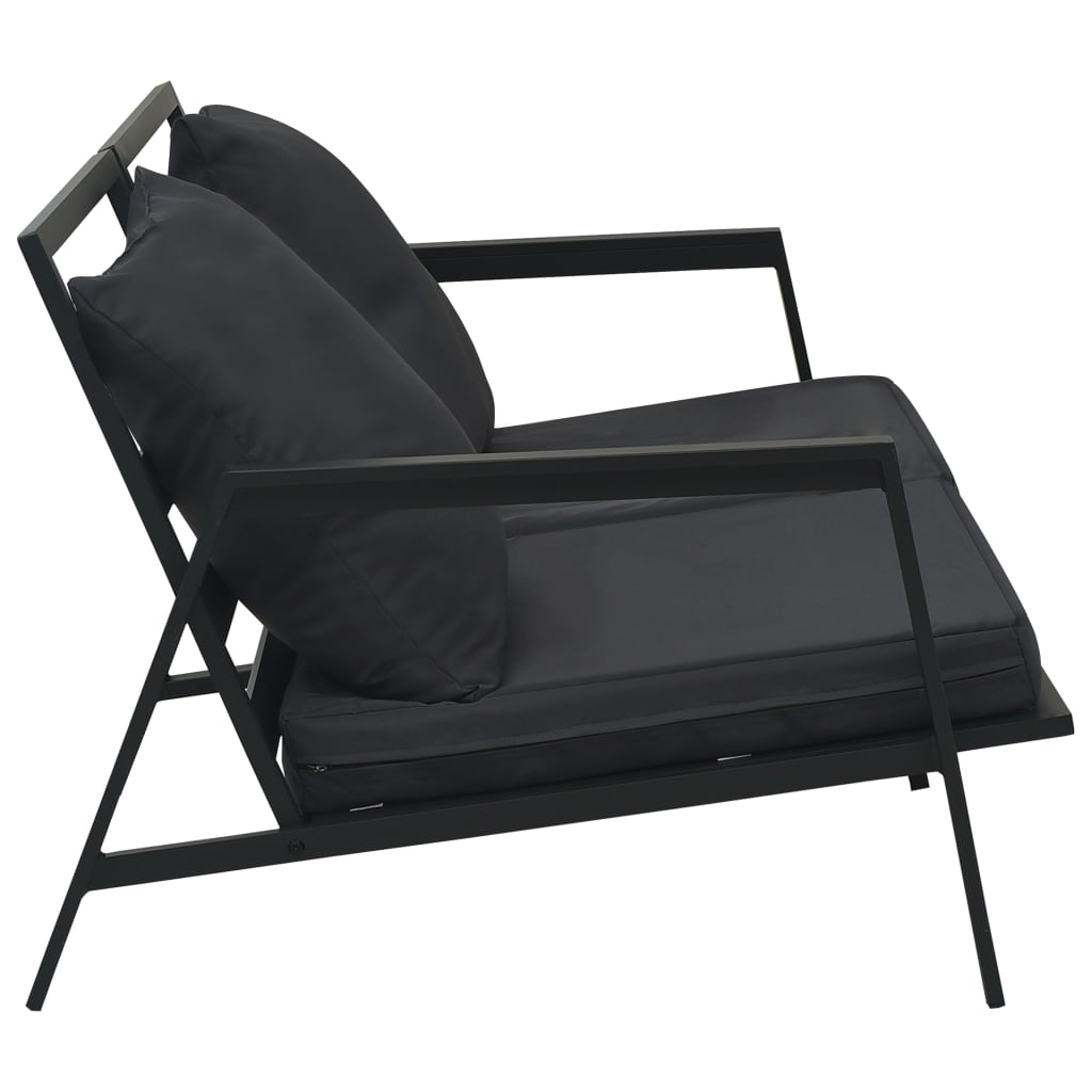 4 Pcs conj. lounge jardim + almofadões alumínio cinzento-escuro