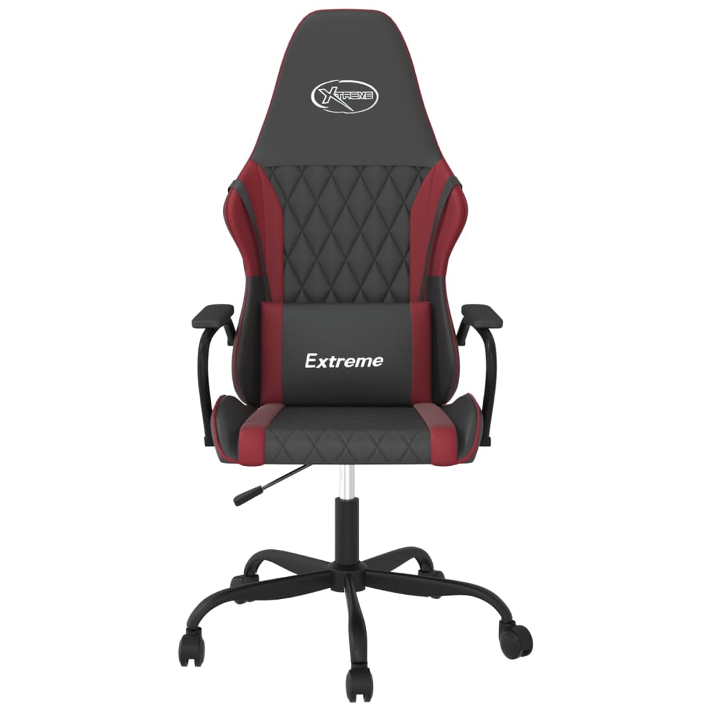 Cadeira gaming couro artificial preto e vermelho tinto