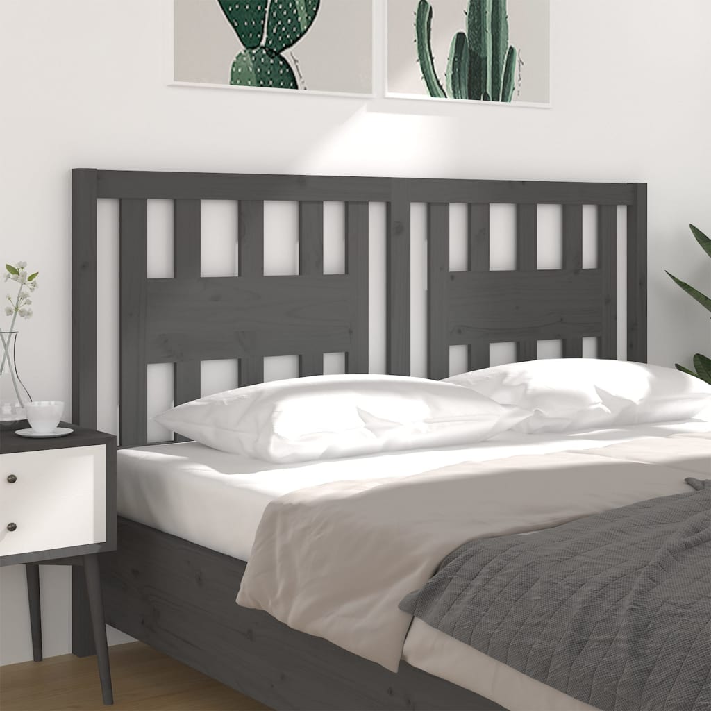 Cabeceira de cama 166x4x100 cm pinho maciço cinzento