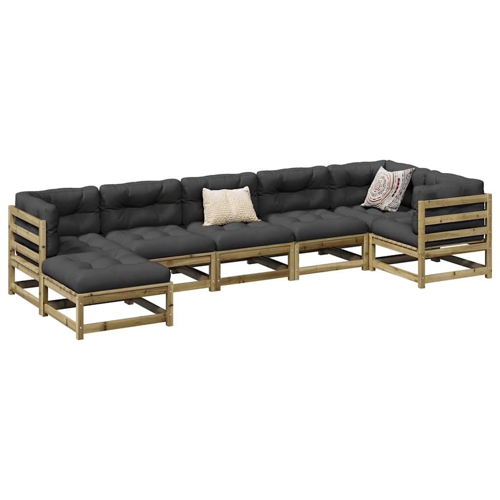 7 Pcs conjunto sofás jardim madeira de pinho impregnada