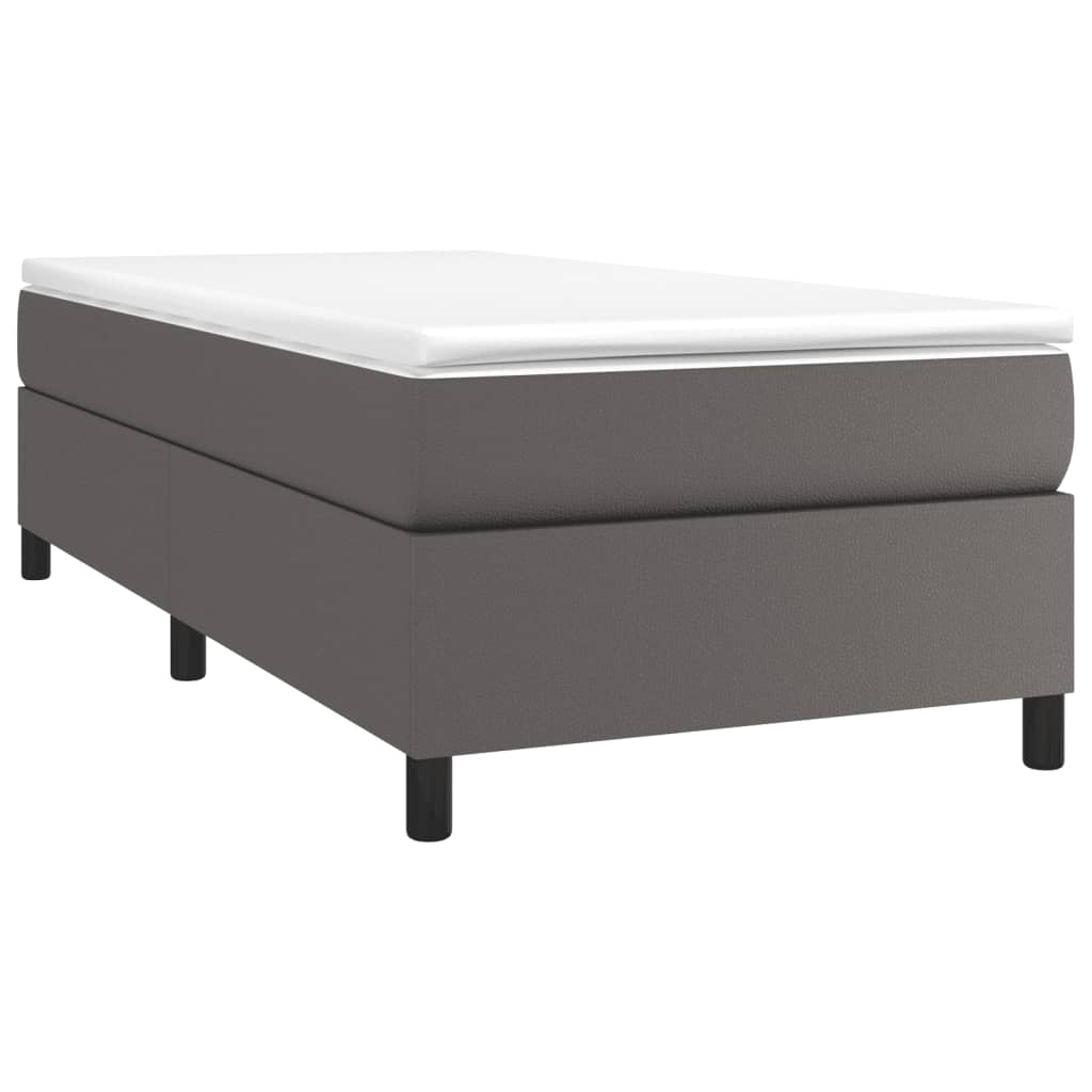 Estrutura de cama com molas 100x200 cm couro artificial cinzento