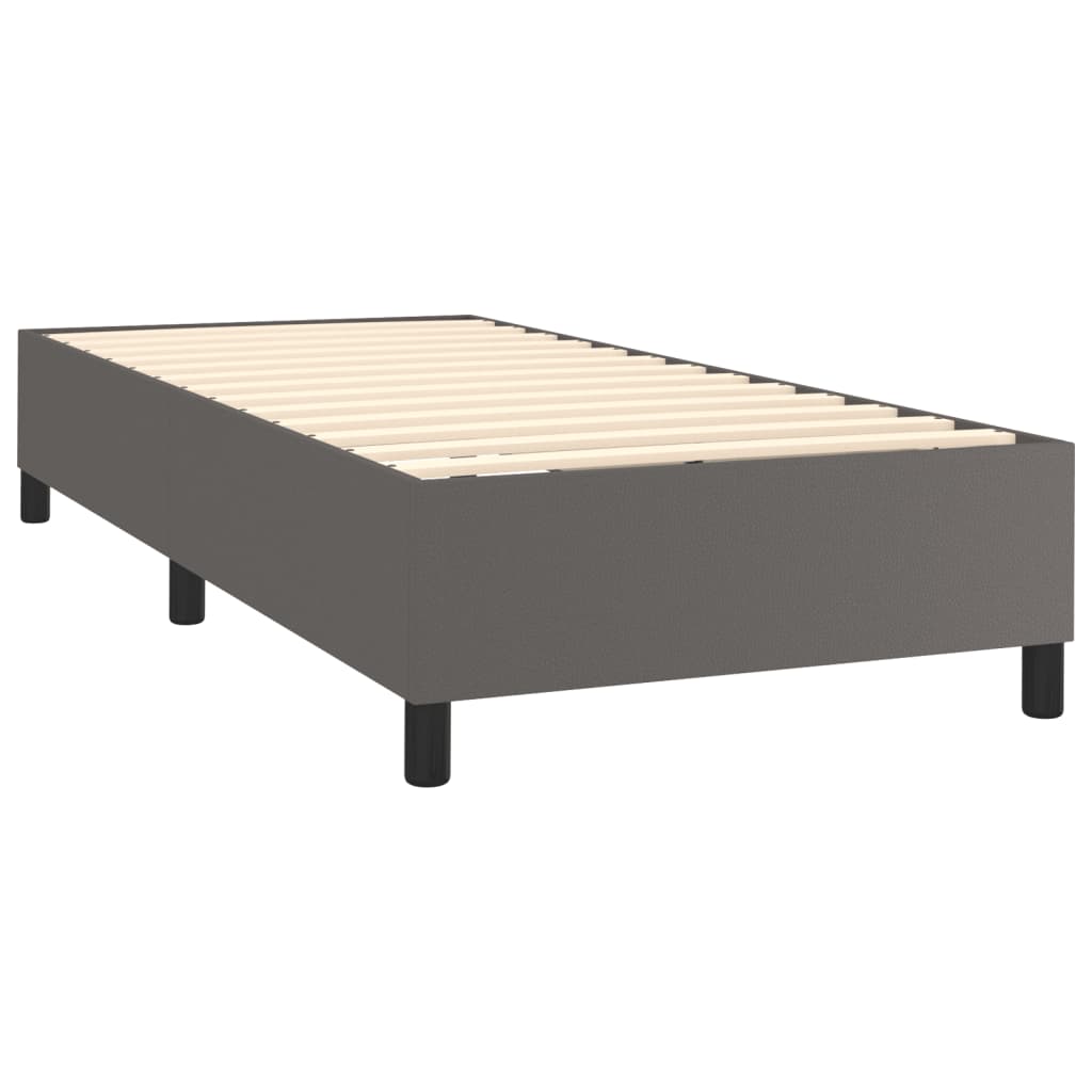 Estrutura de cama com molas 100x200 cm couro artificial cinzento