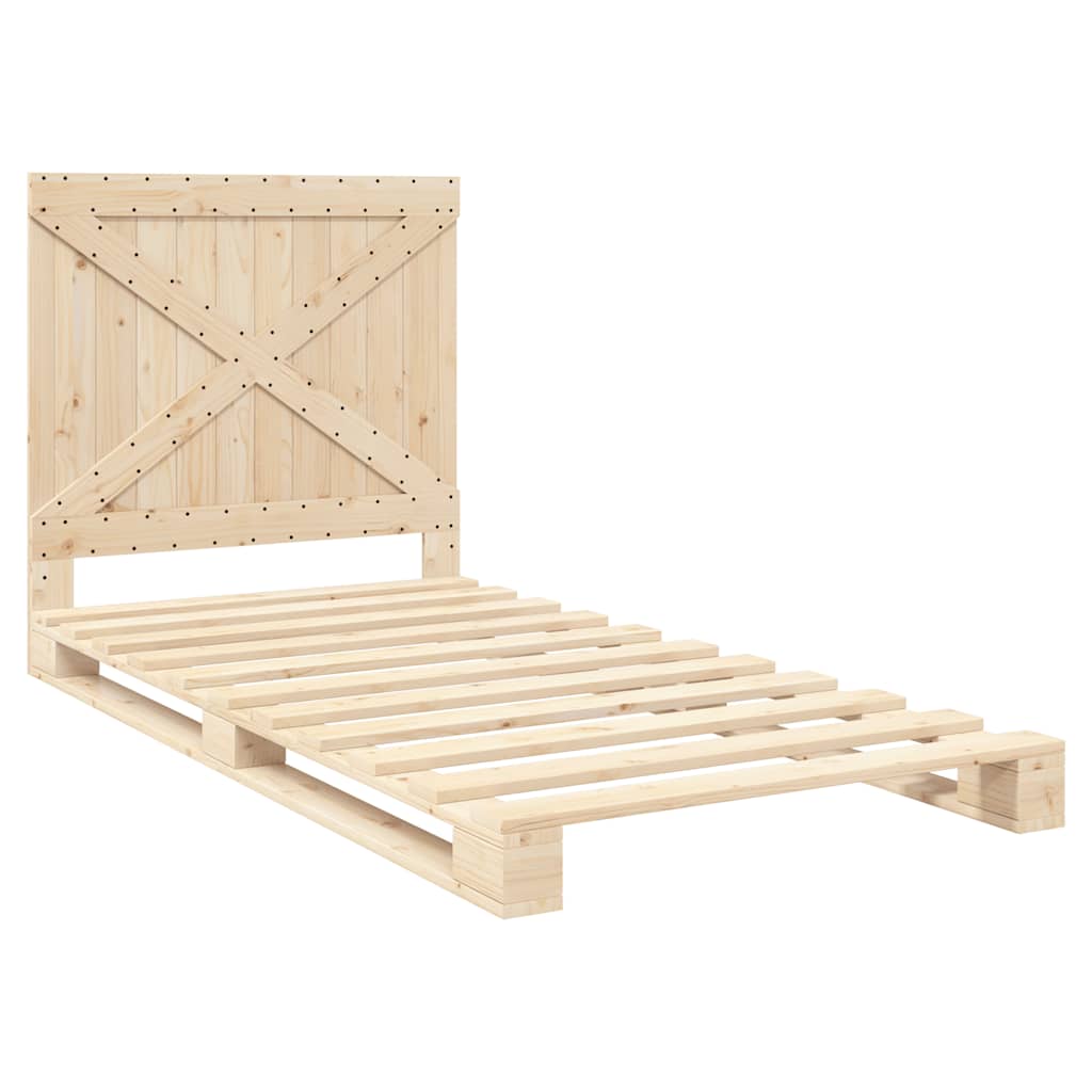 Estrutura de cama com cabeceira 100x200cm pinho maciço