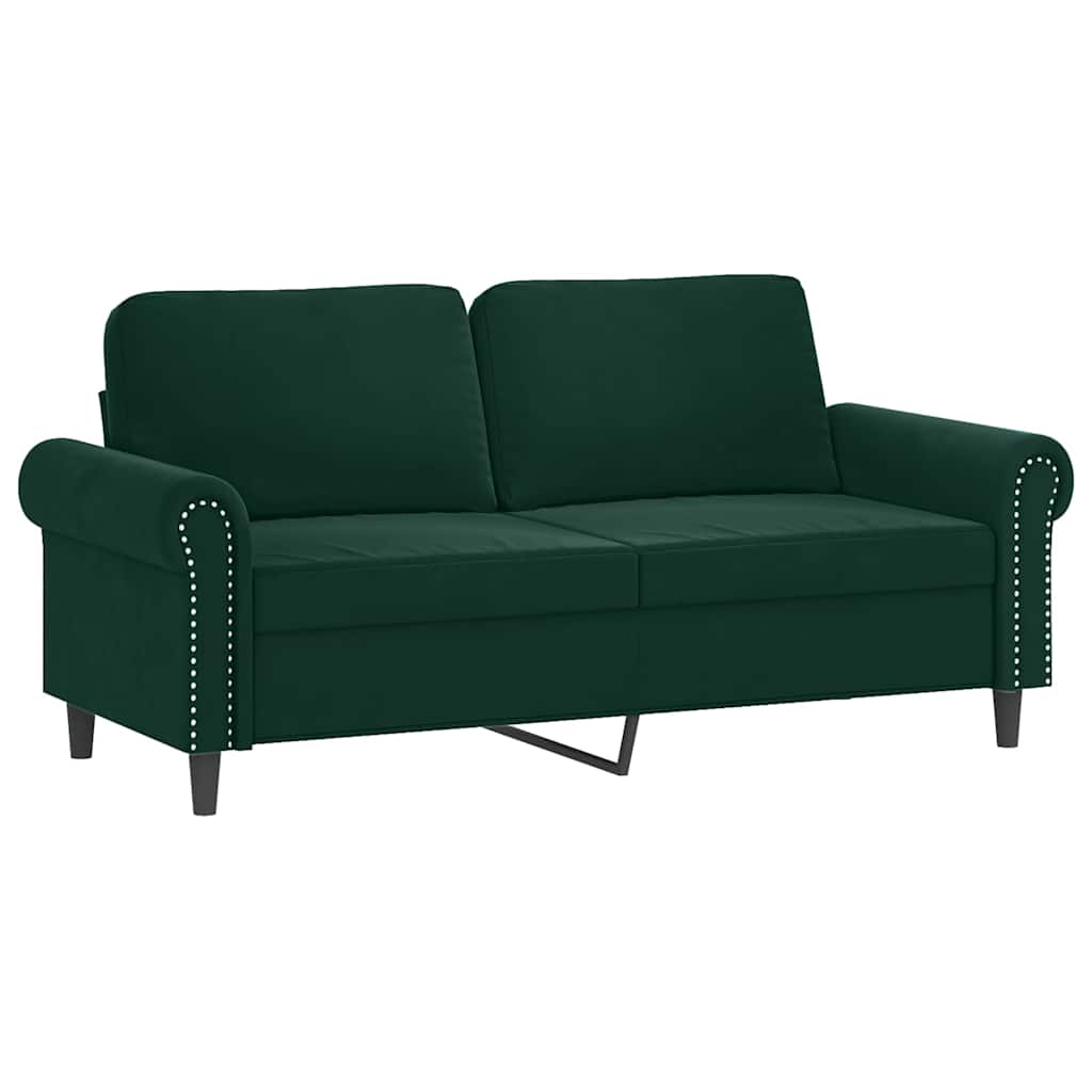 3 Pcs conjunto de sofás com almofadões veludo verde-escuro