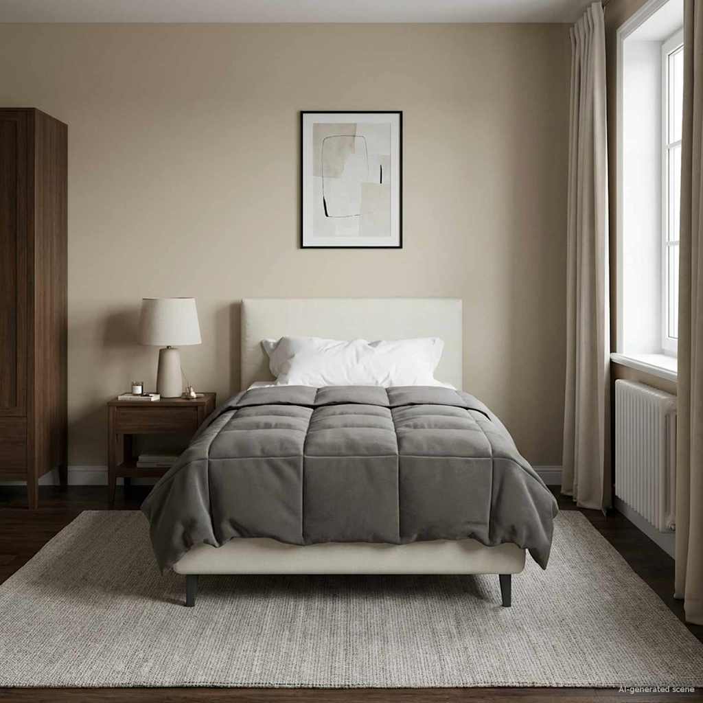 Edredom de verão simples cinzento-claro 135 x 220 cm microfibra