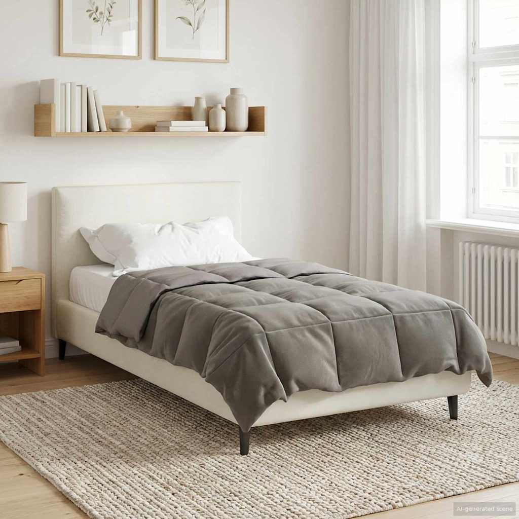Edredom de verão simples cinzento-claro 135 x 220 cm microfibra
