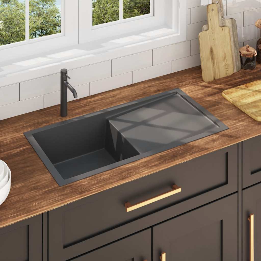 Lava-louça de cozinha artesanal aço inoxidável preto