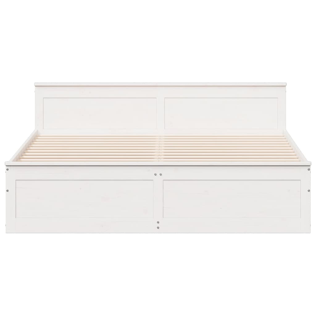 Cama sem colchão com cabeceira 200x200 cm pinho maciço branco