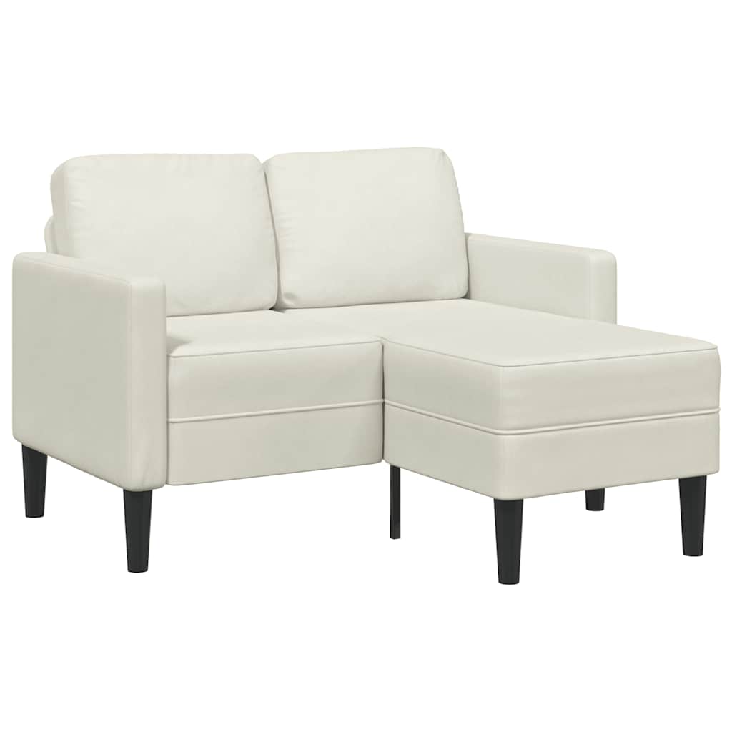 Sofá 2 lugares com chaise em l 125 cm veludo creme