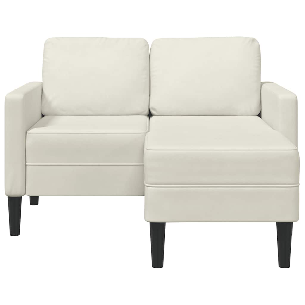 Sofá 2 lugares com chaise em l 125 cm veludo creme