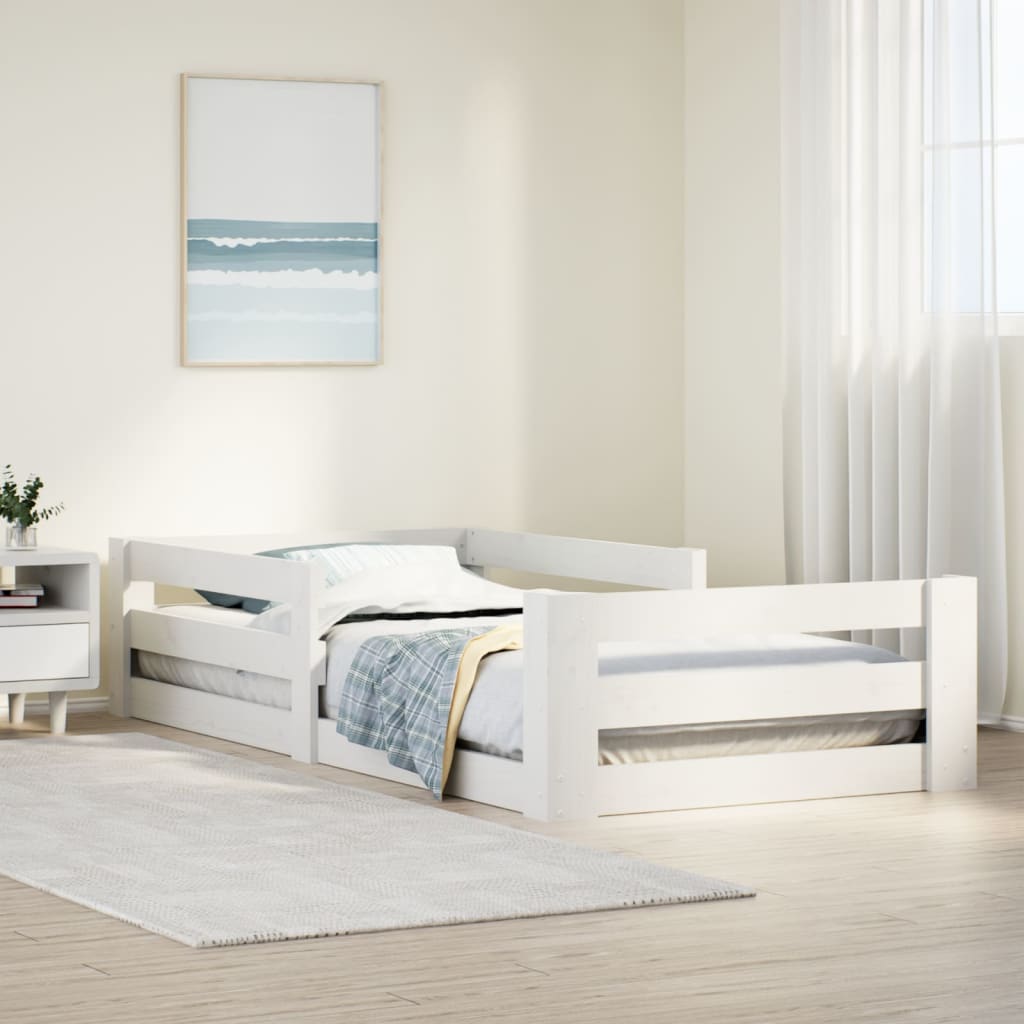 Cama sem colchão 100x200 cm madeira de pinho maciça branco