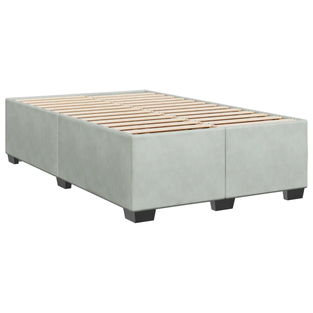 Estrutura de cama sem colchão cinza claro veludo