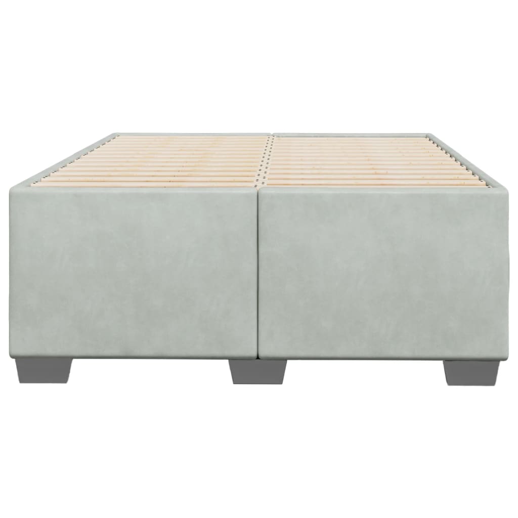 Estrutura de cama sem colchão cinza claro veludo