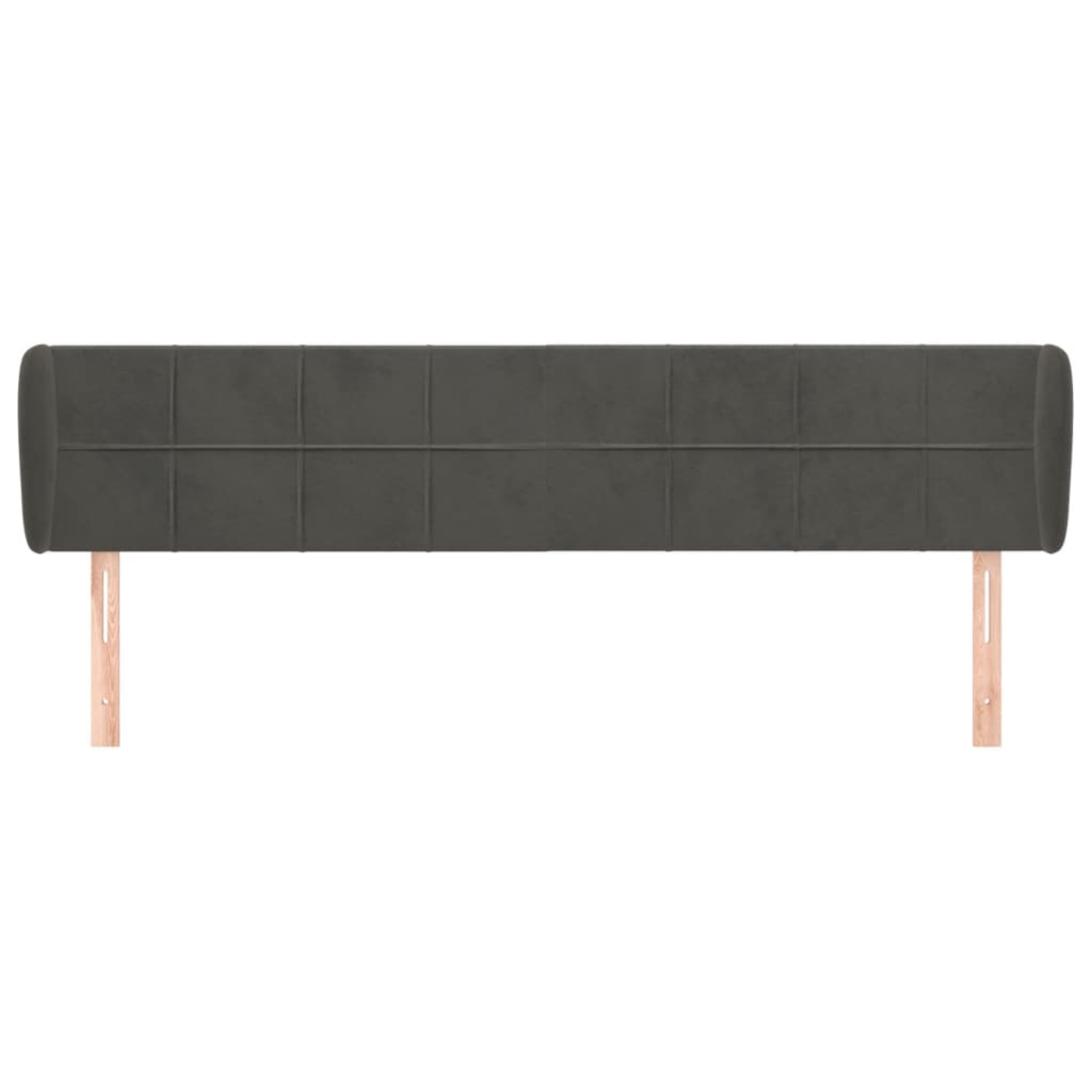 Cabeceira de cama c/ abas veludo 163x23x78/88cm cinzento-escuro