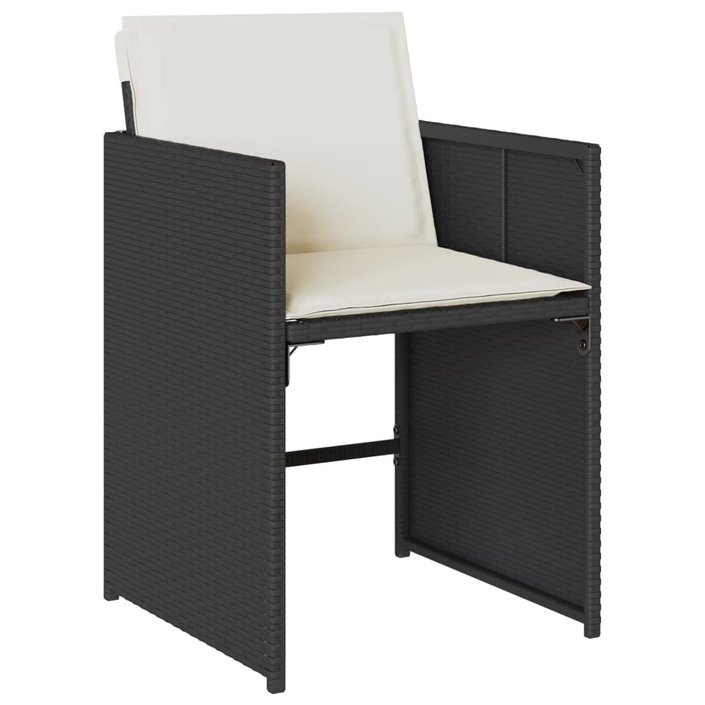 17 Pcs conjunto de jantar p/ jardim c/ almofadões vime PE preto