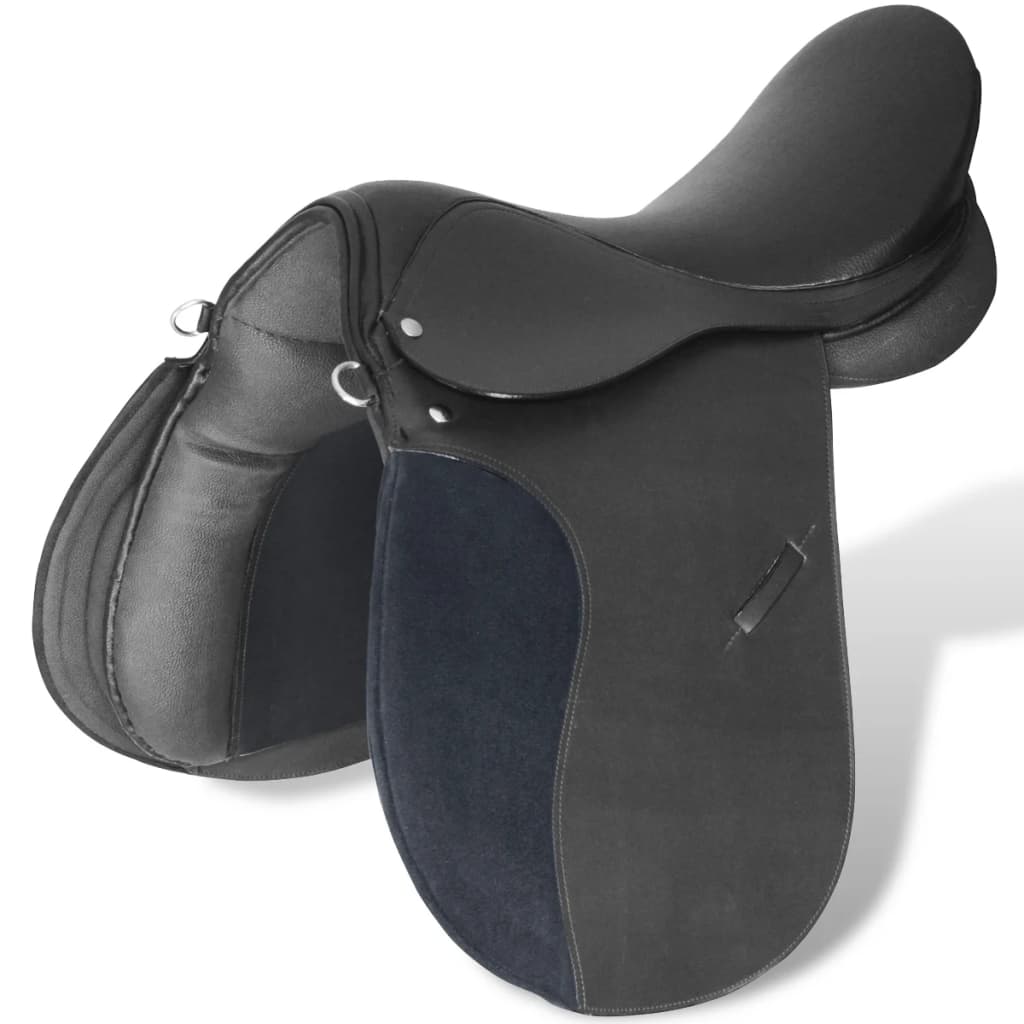 Sela para equitação 17.5", couro natural 12 cm 5-in-1 / preta