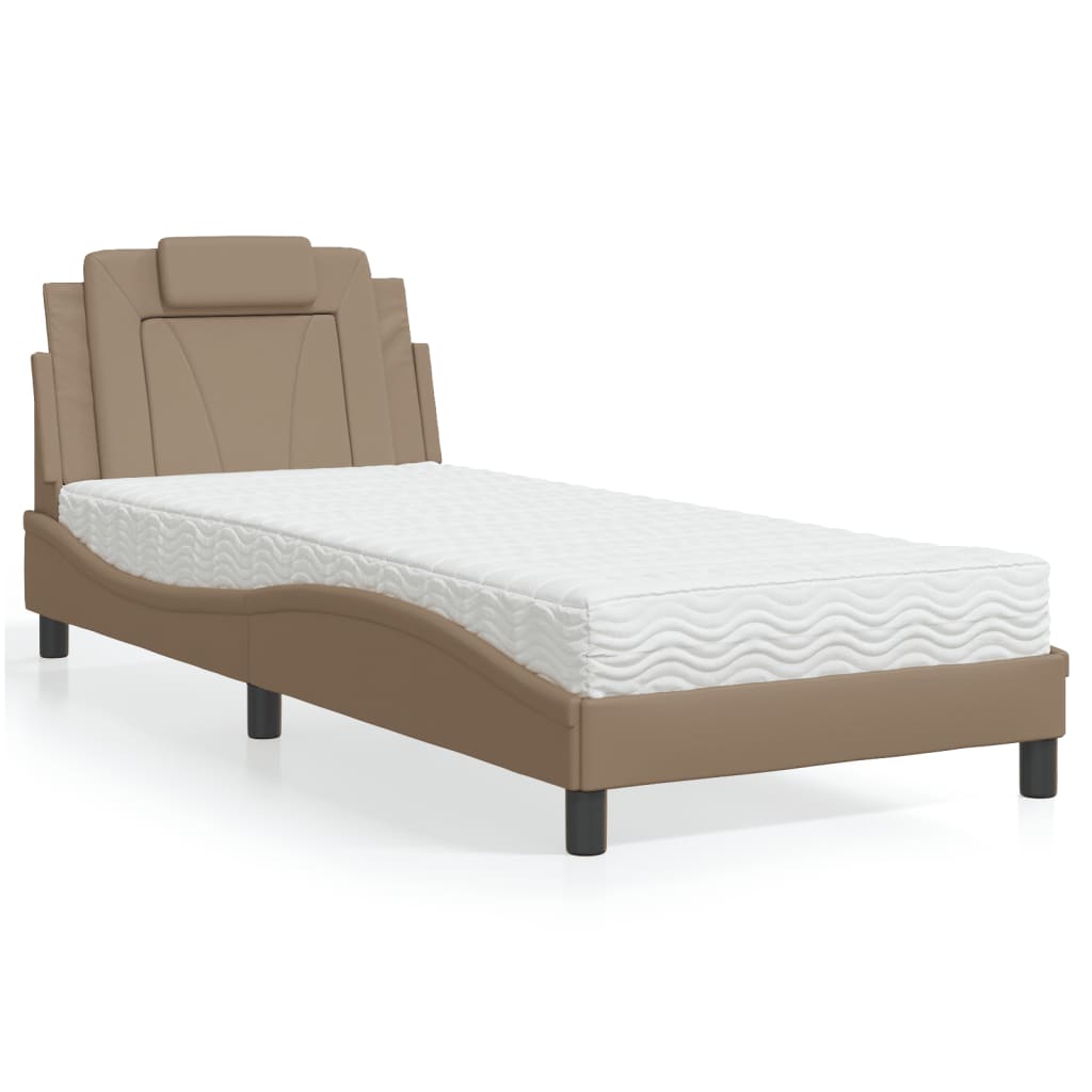 Cama viana com colchão 80x200 cm couro artificial cappuccino