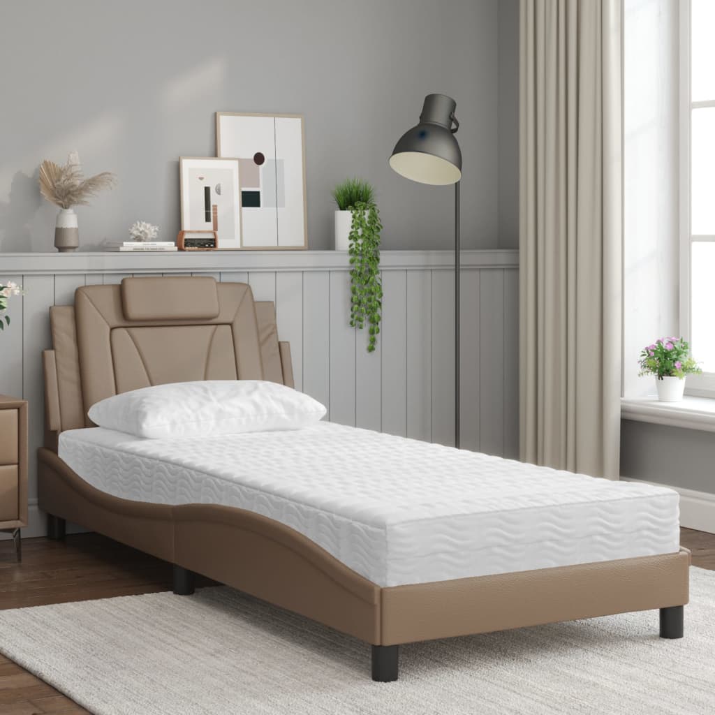 Cama viana com colchão 80x200 cm couro artificial cappuccino