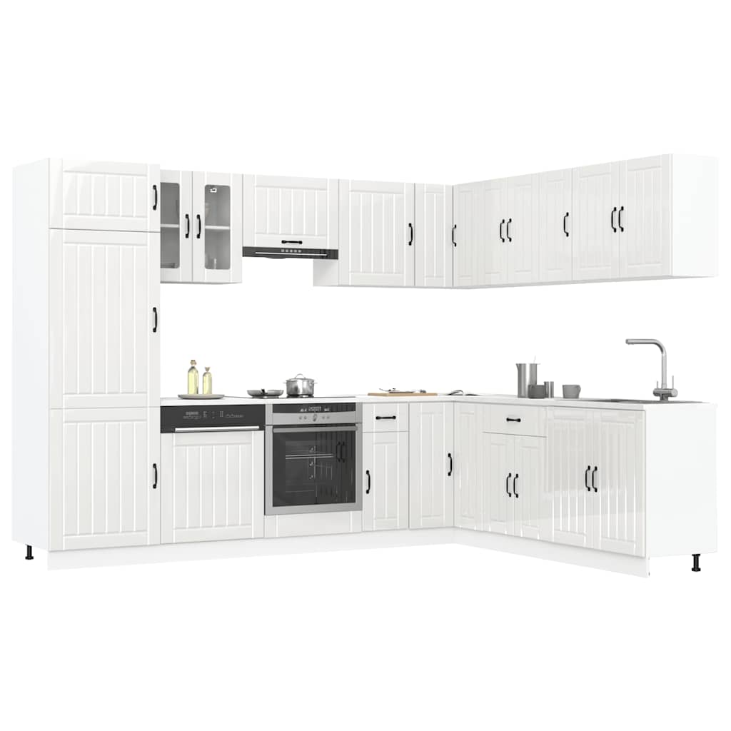 14 Peças armário de cozinha conjunto lucca brilho branco