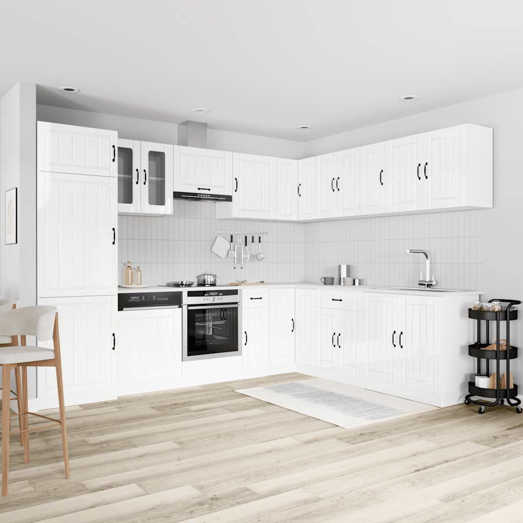 14 Peças armário de cozinha conjunto lucca brilho branco