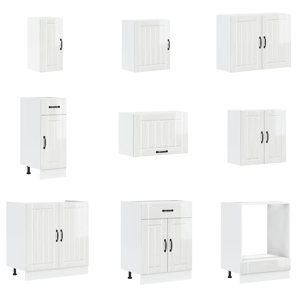 14 Peças armário de cozinha conjunto lucca brilho branco