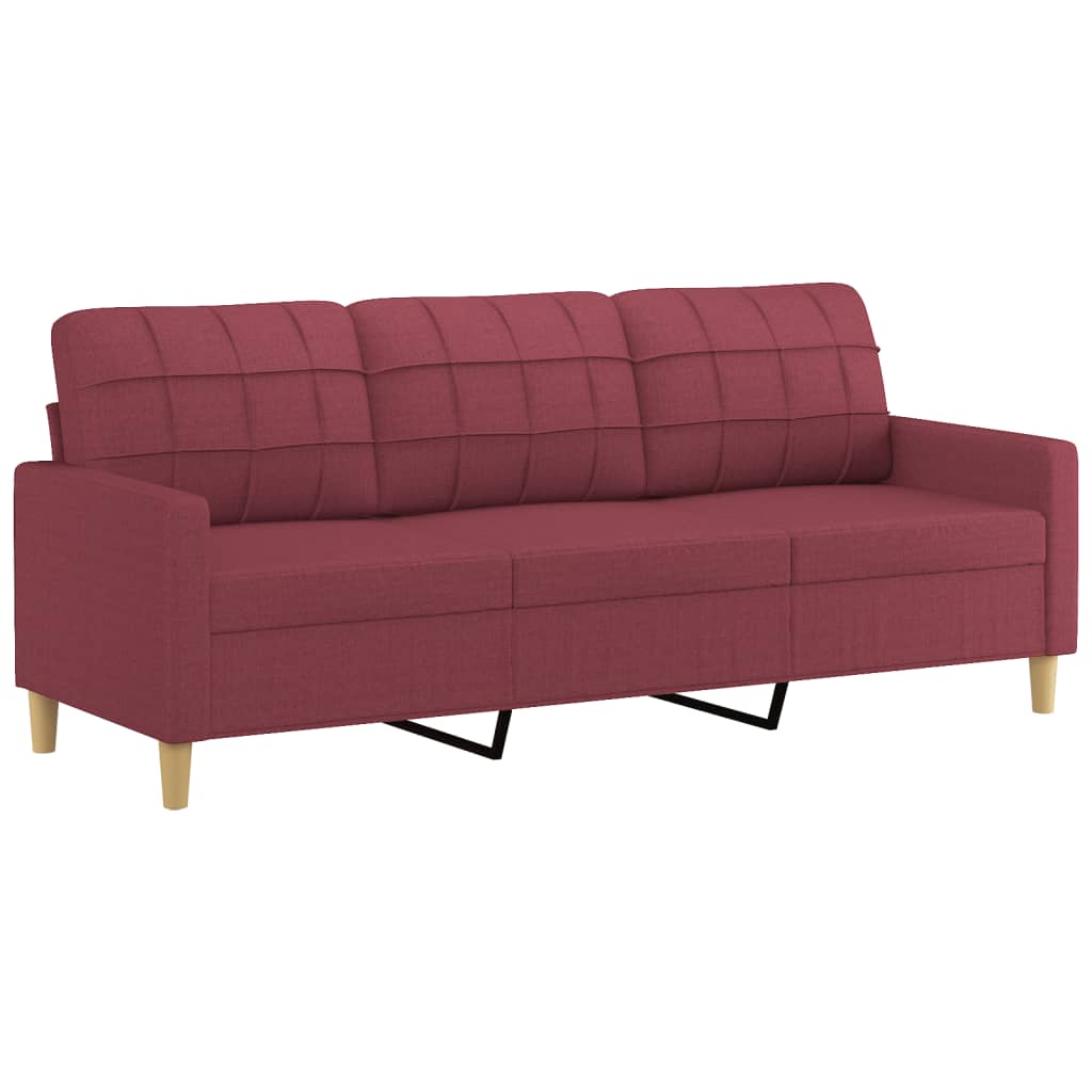 2 Pcs conjunto de sofás com almofadões tecido vermelho tinto