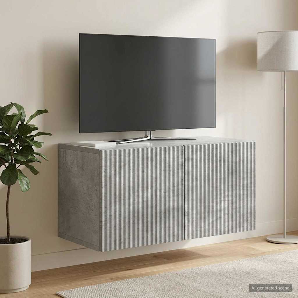 Gabinete de TV de parede cinzento cimento 59,5 x 31 x 30 cm