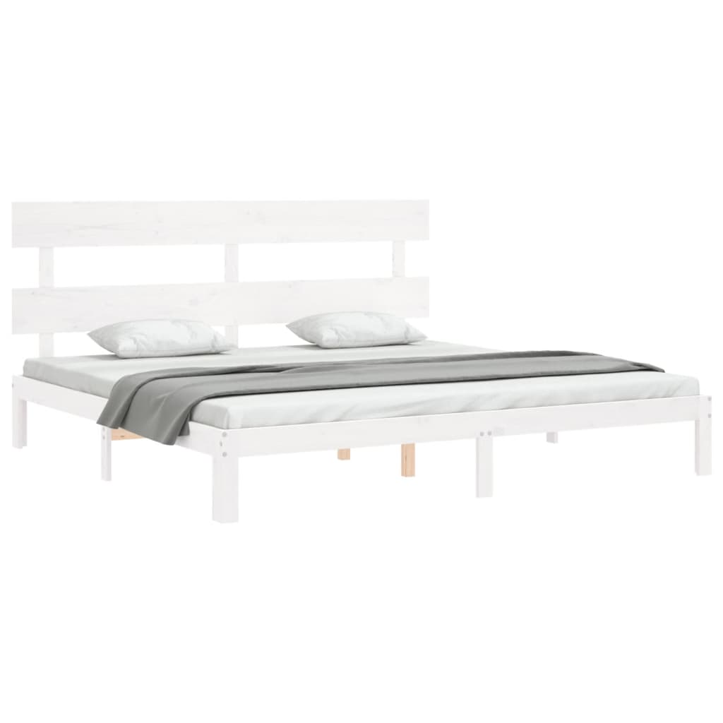 Cama sem colchão 200x200 cm madeira de pinho maciça branco