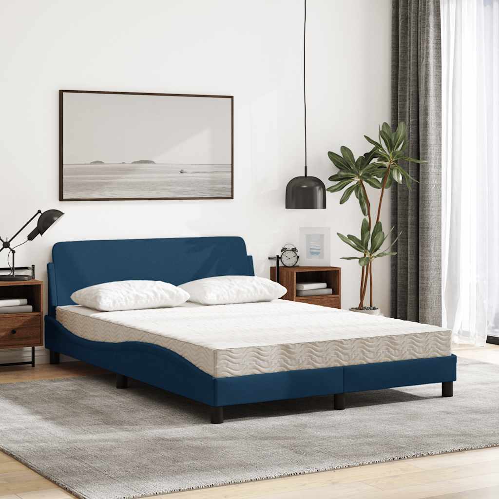 Cama com colchão dover 140x190 cm tecido azul