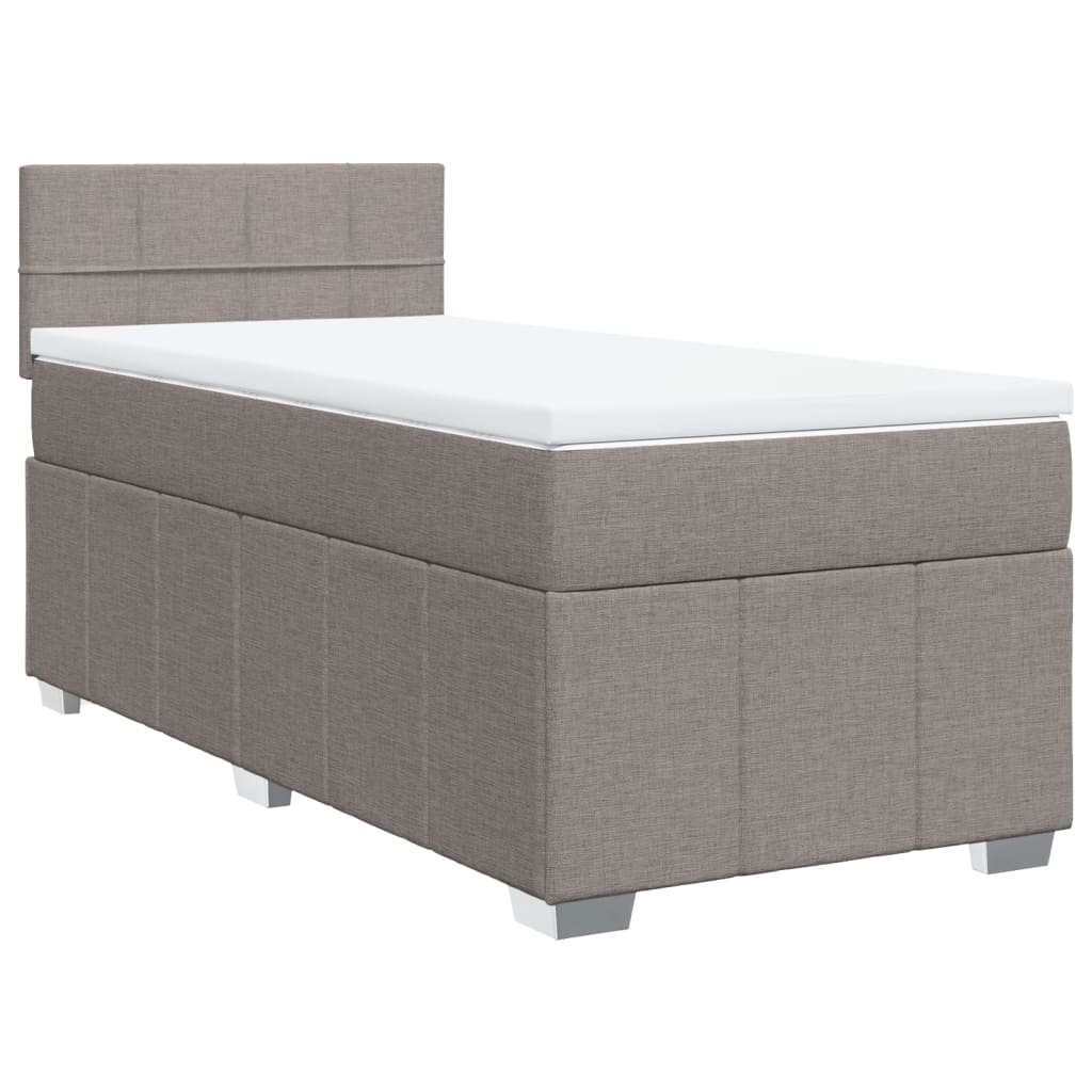 Cama com molas/colchão 100x200 cm tecido cinza-acastanhado